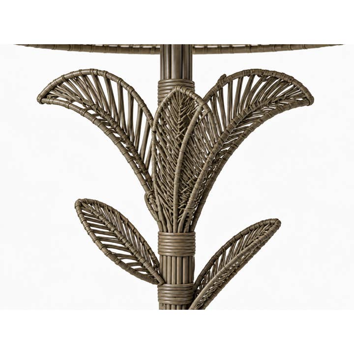 Antique Taupe Wicker Palm Floor Lamp