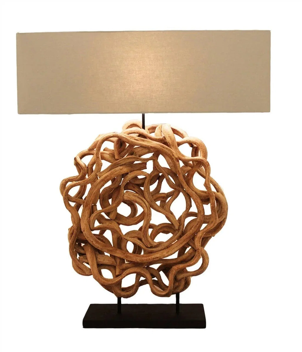 Sculpted Vine Table Lamp with Natural Jute Linen Shade