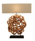 Sculpted Vine Table Lamp with Natural Jute Linen Shade