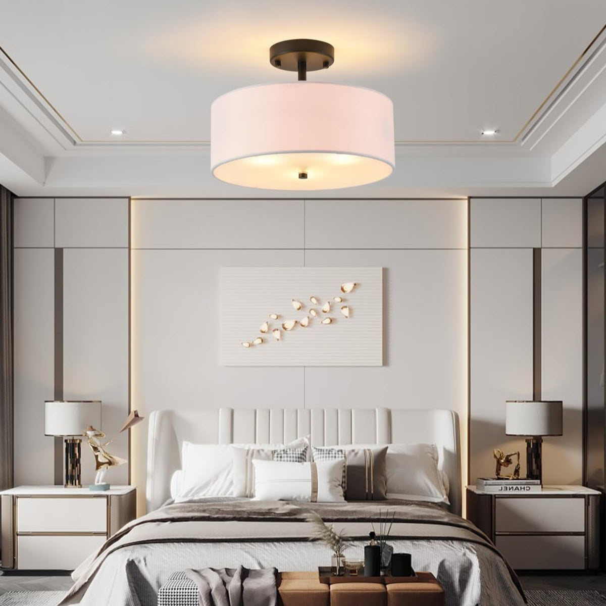 Semi Flush Mount Drum Ceiling Light