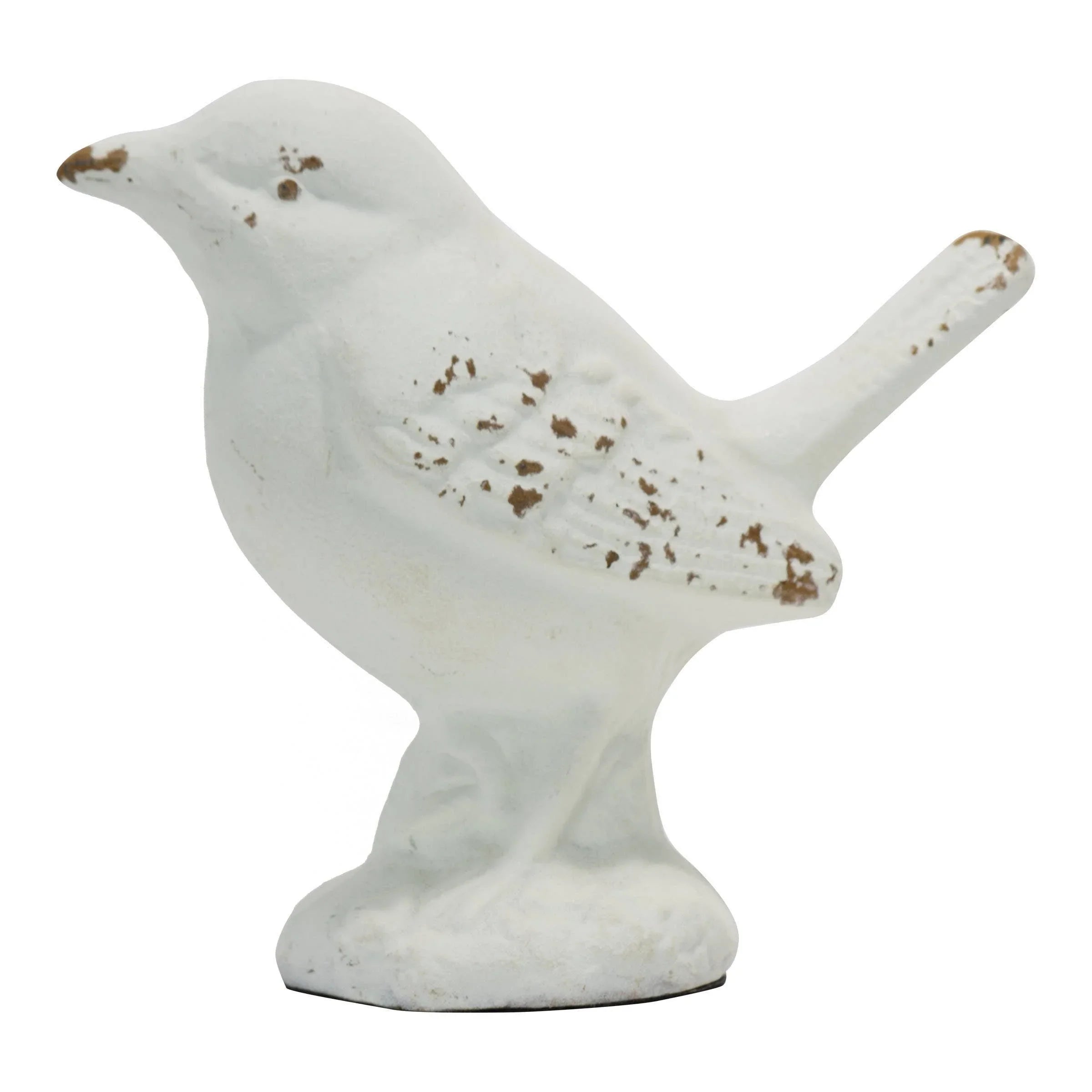 Flora Bird Cast Iron Decorative Accent — Matte White