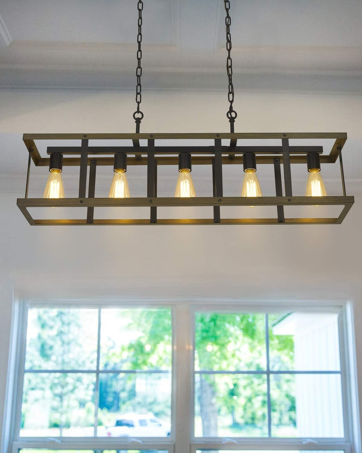 5 Light Farmhouse Linear Chandelier