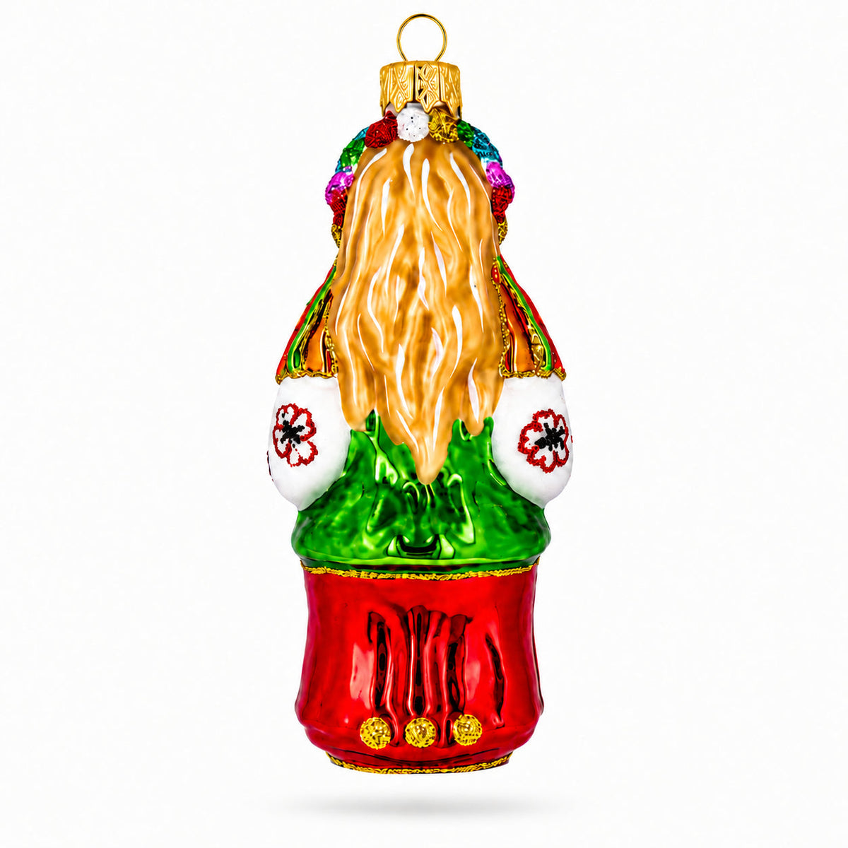 Ukrainian Woman in Traditional Folk Dress Glass Christmas Ornament