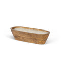 Vanilla Triple-Wick Candle in Rustic Wooden Oval Bowl — 12"