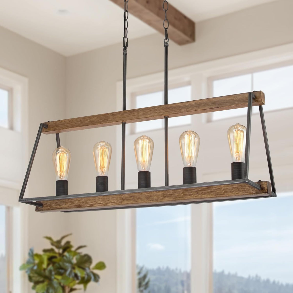 Farmhouse 5-Light Rustic Metal Linear