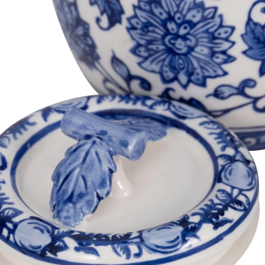 Blue/White Peony Chinoiserie Lidded Candle