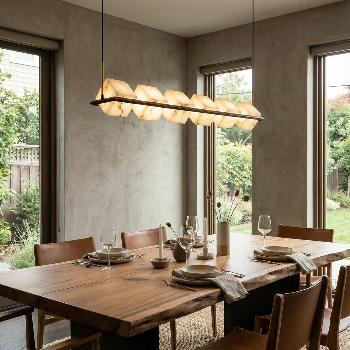 Alabaster Box Cube Linear Chandelier