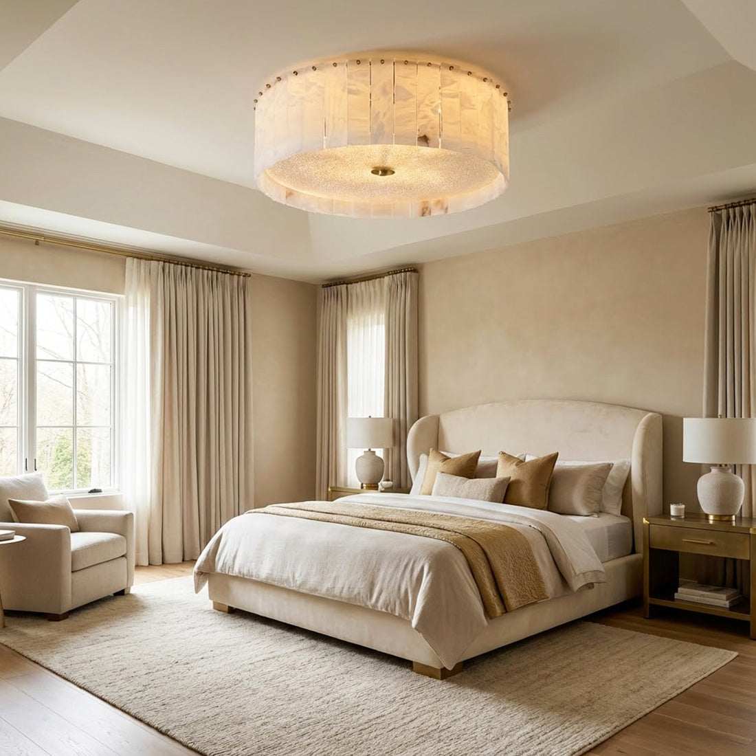 Alabaster Disc Flush Mount Ceiling Light