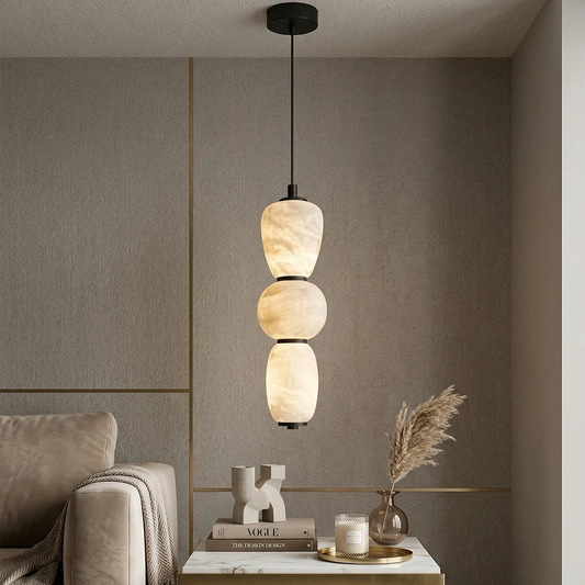Lampada a sospensione con perla pendula in alabastro