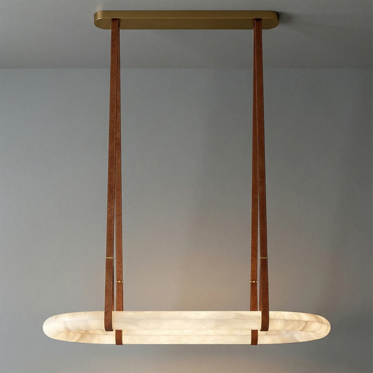 Lustre rond en cuir albâtre