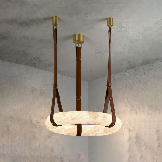 Lampada a sospensione rotonda in alabastro