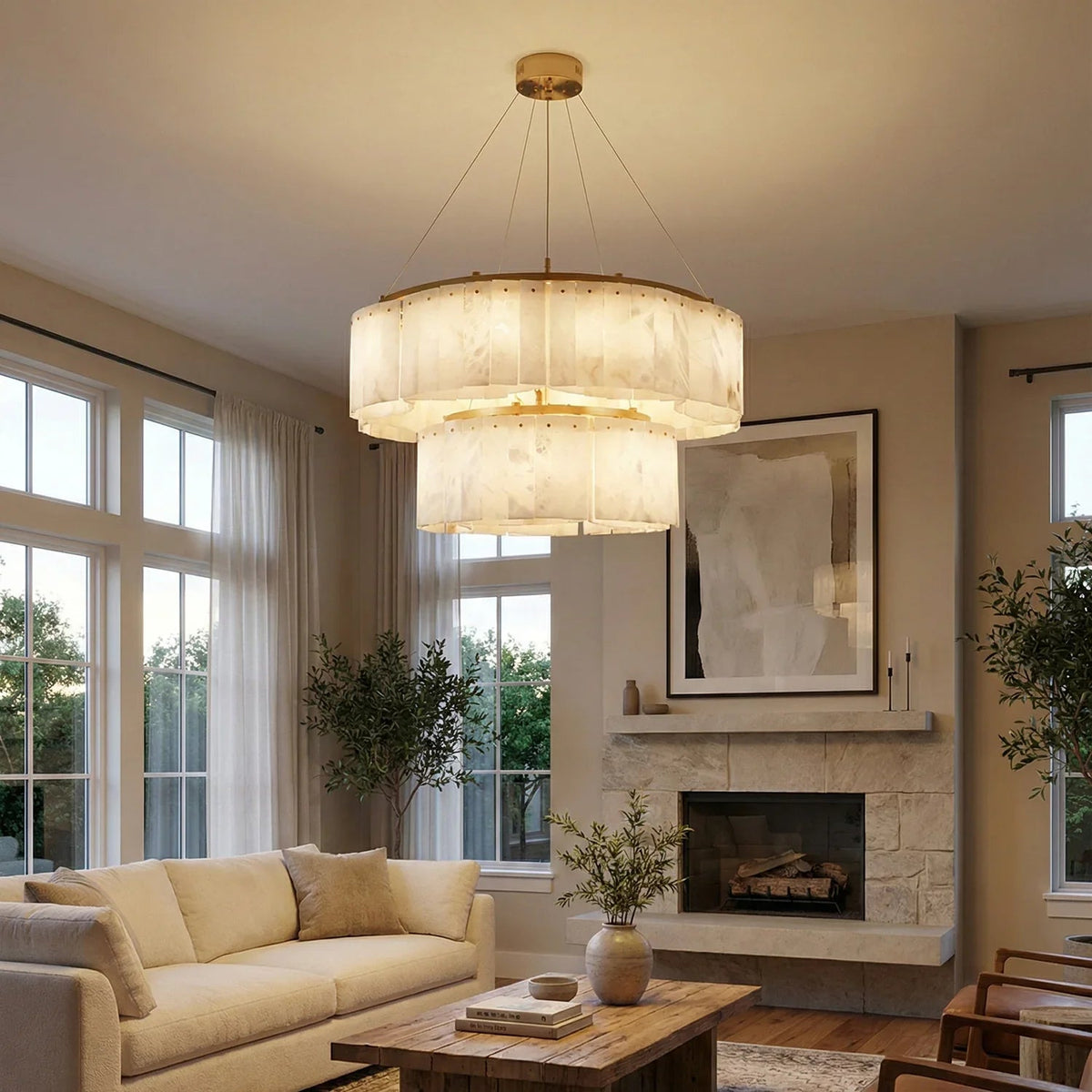 Alabaster Willamette Round Layered Chandelier