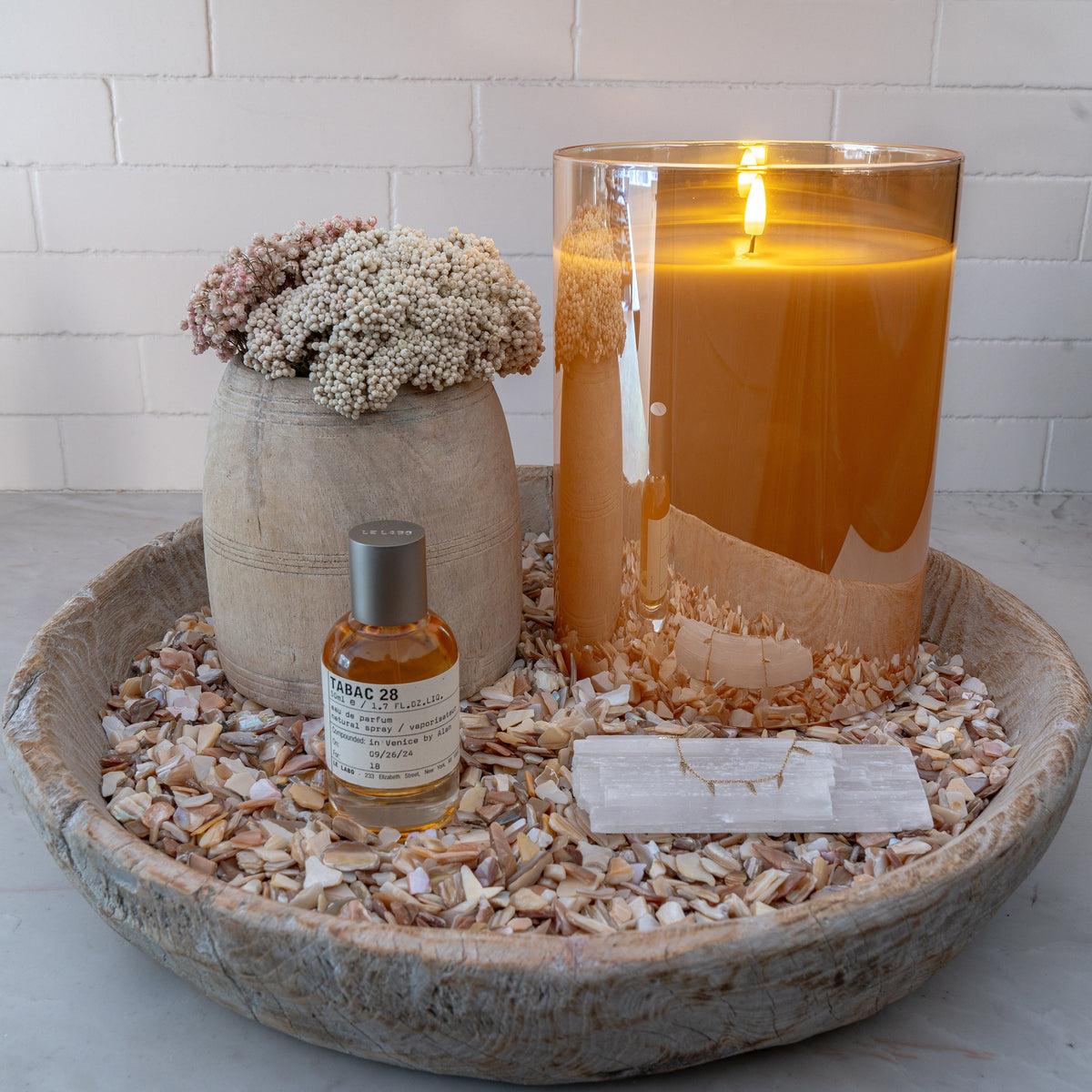 Amber Flameless LED Hurricane Glass Candle – Warm Glow, Battery-Operated, Safe Home Décor Lighting
