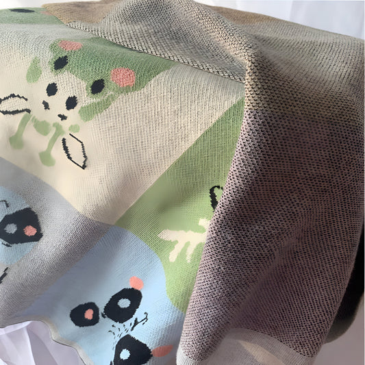 Animals In Boxes Multi Knitted Cotton Baby Blanket
