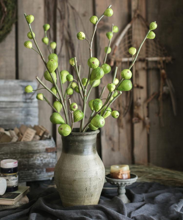 Artificial Fig Fruit Stem 30" Tall Silk Branch