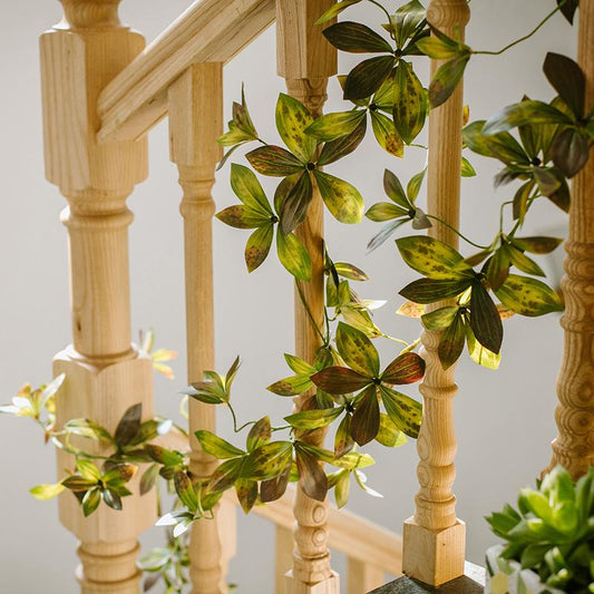Plante artificielle vigne à grandes feuilles marron et vert, 175 cm de long