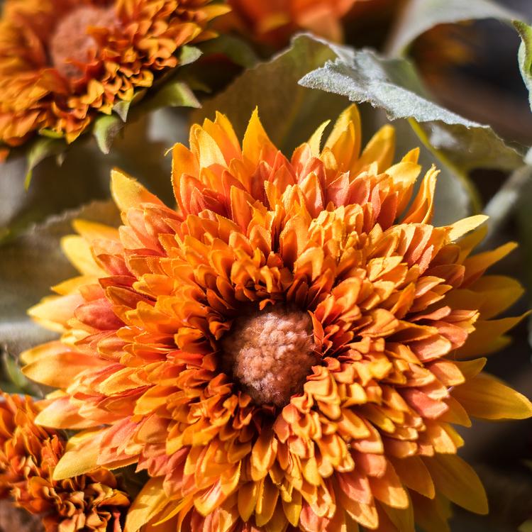 Artificial Sunflower Bouquet in Green or Orange 18" Tall