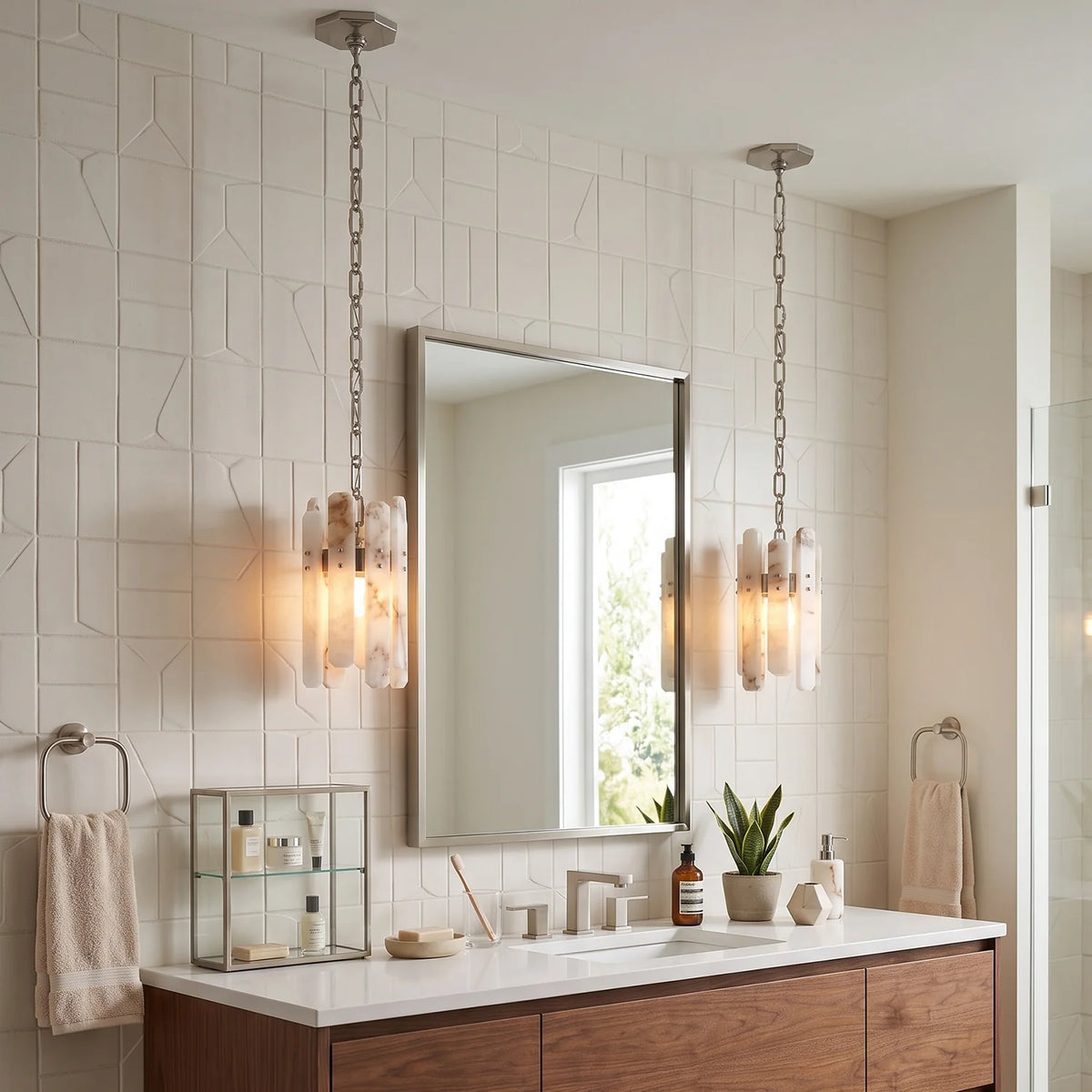 Artisanal Alabaster Large Chandelier