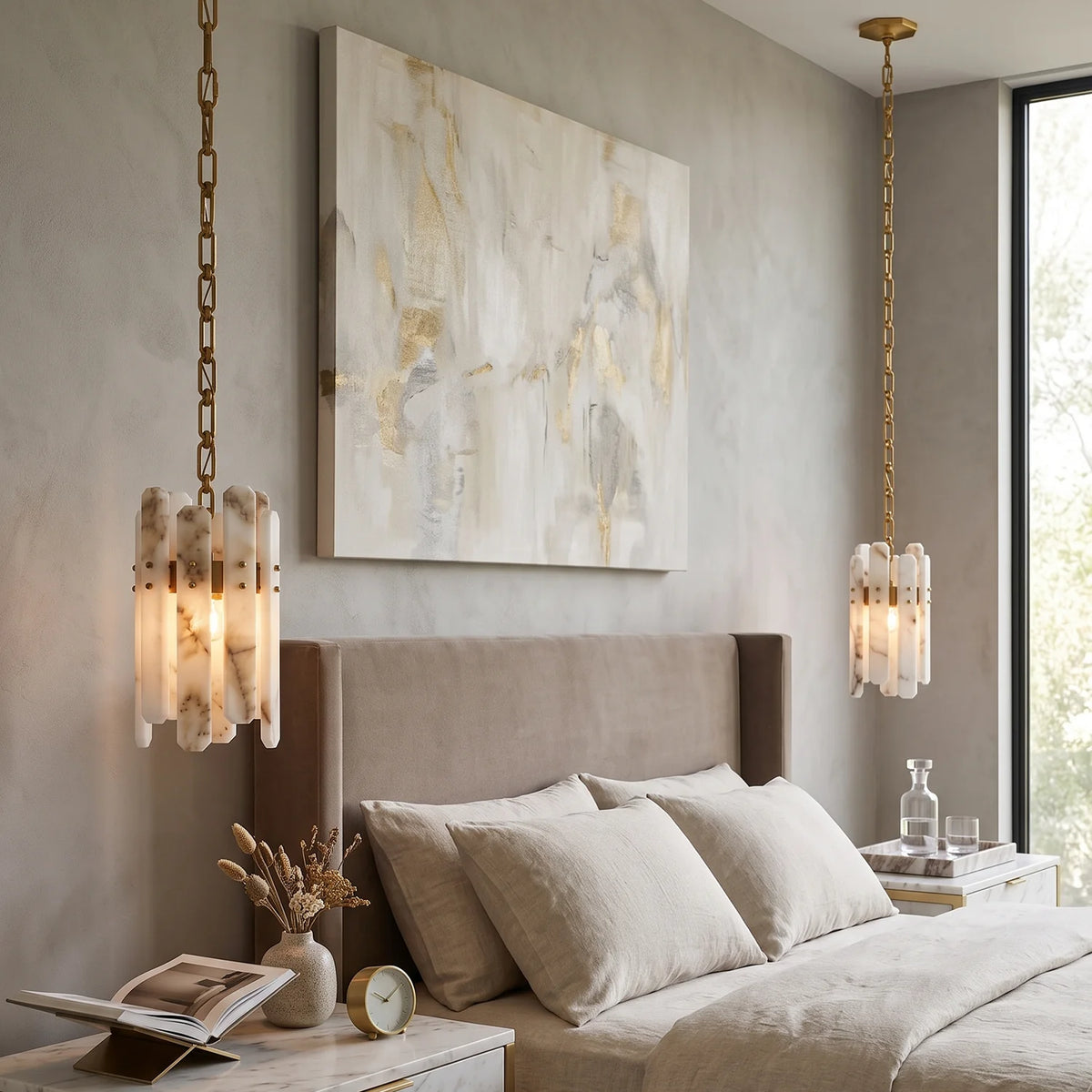 Artisanal Alabaster Large Chandelier