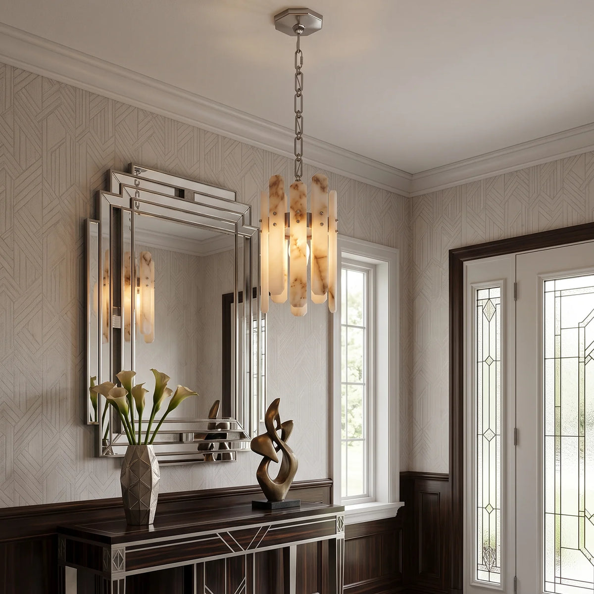 Artisanal Alabaster Large Chandelier