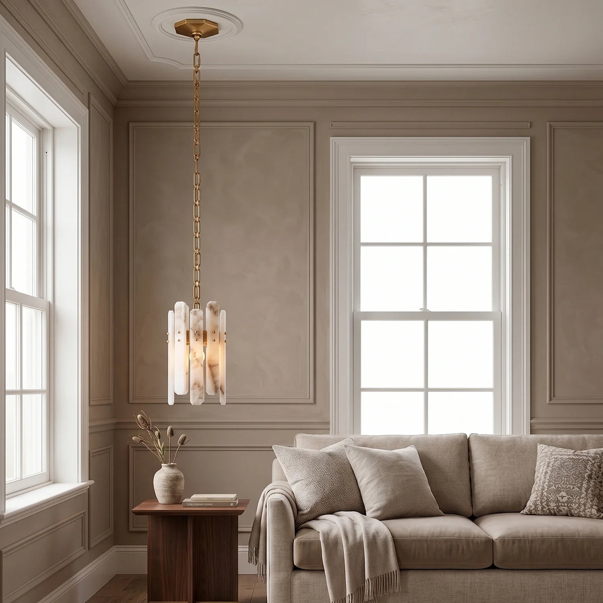 Artisanal Alabaster Large Chandelier