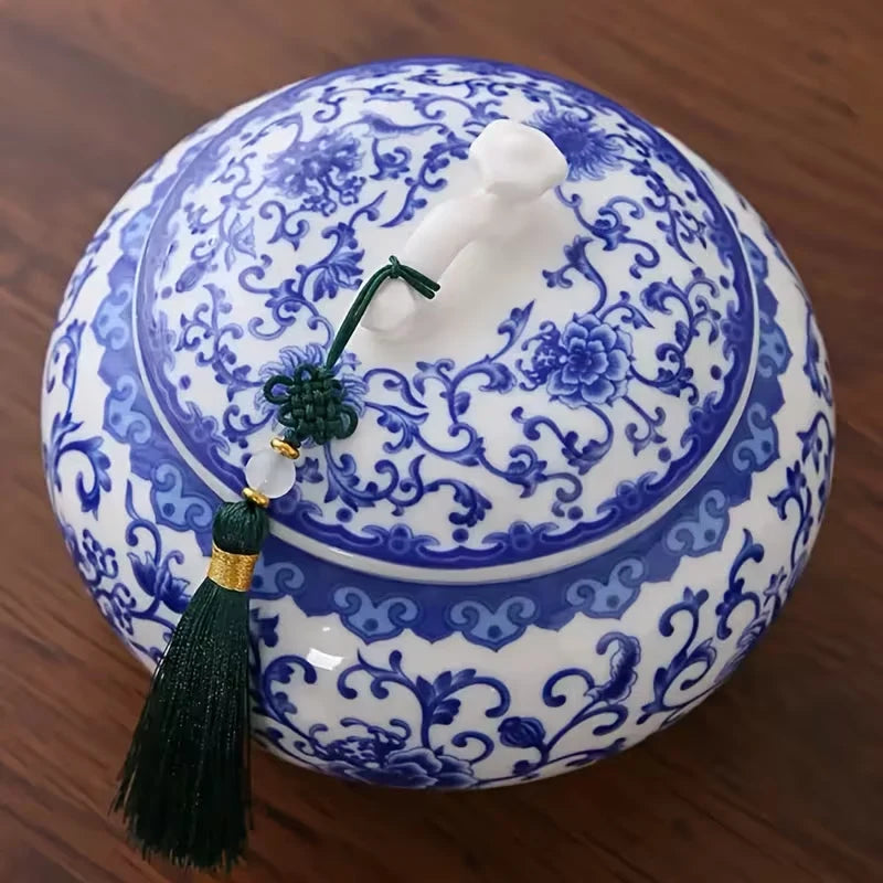 Ruyi Lotus Vine Chinoiserie Lidded Jar