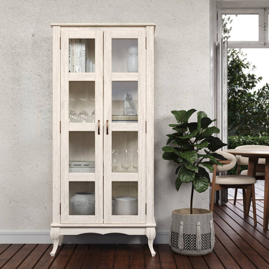 Pine Crafter Furniture Olive Range Solid Pine Wood Display Cabinet White