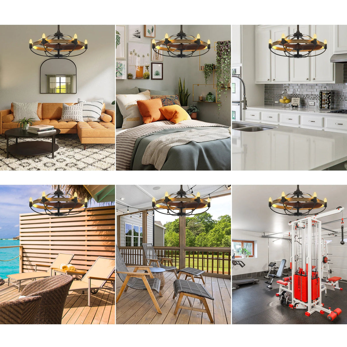 Farmhouse Caged Ceiling Fan Light Fixture