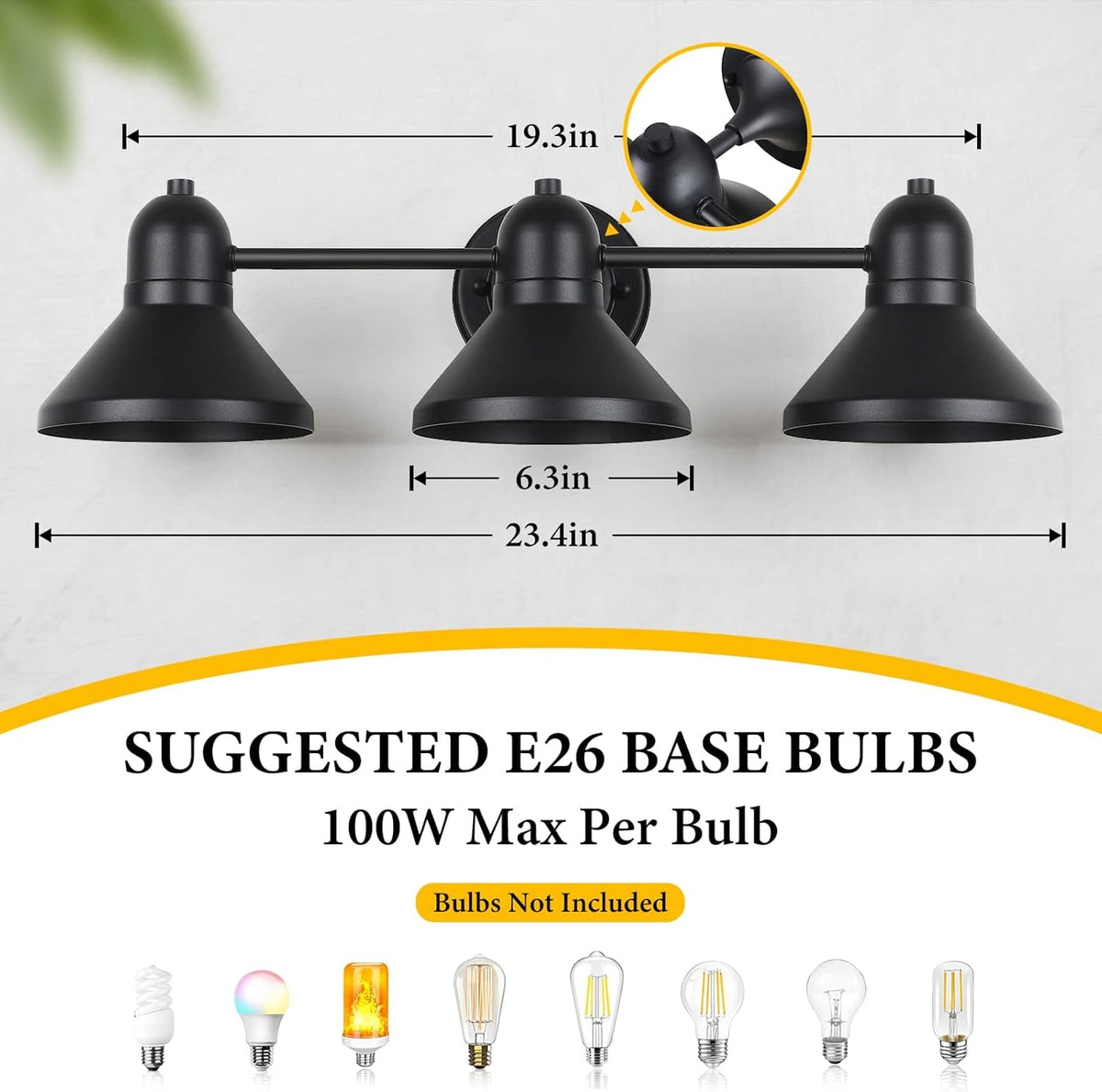 Matte Black Metal Bathroom Vanity Light