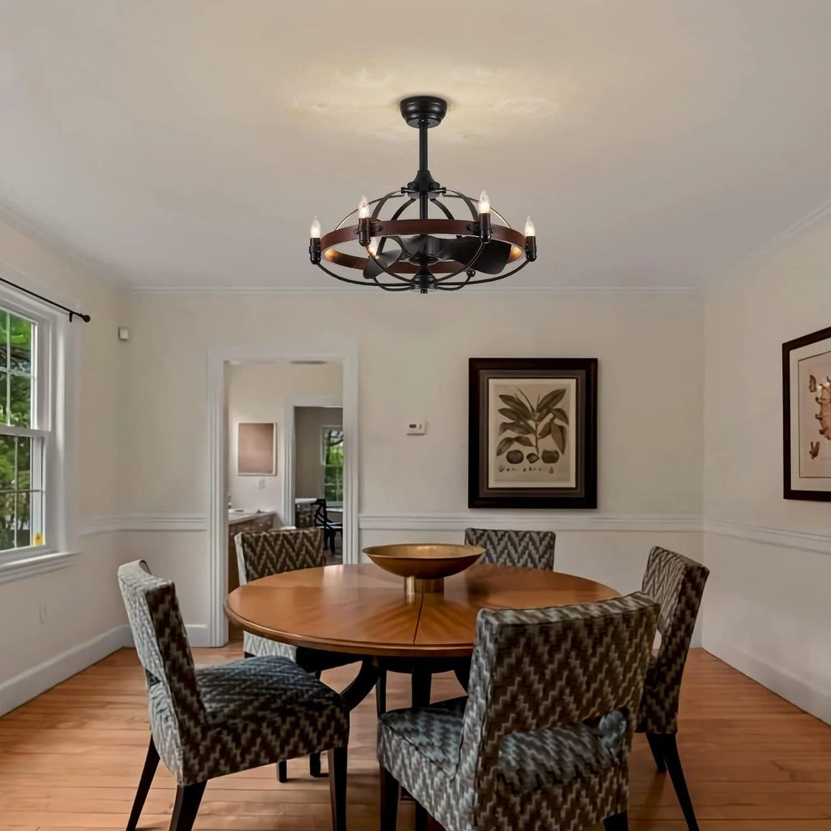 Farmhouse Caged Ceiling Fan Light Fixture