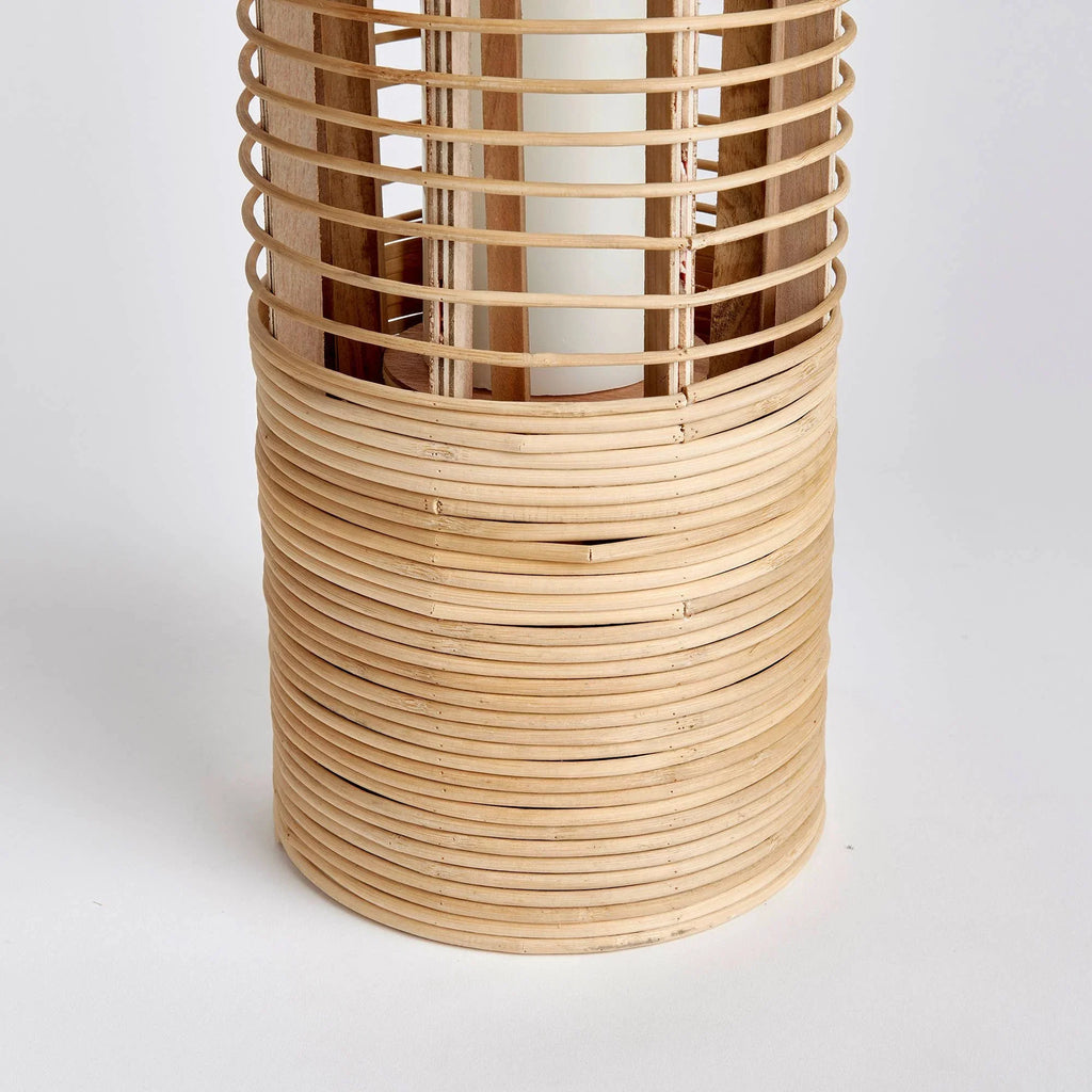 Coastal Haven Tall Rattan Lantern — Natural Finish