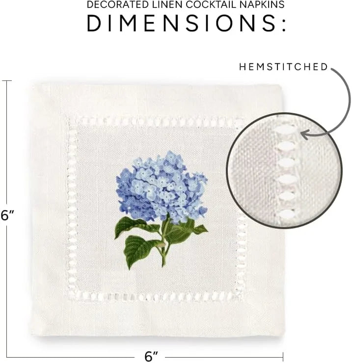Hemstitch Napkins - Hydrangea (Set of 6)
