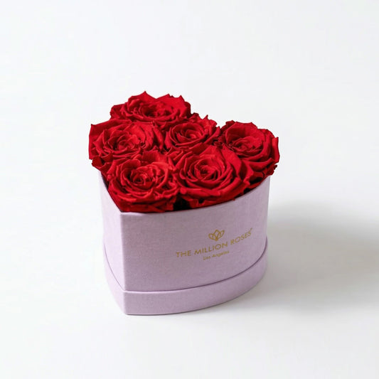 Scatola in camoscio rosa chiaro Baby Heart | Rose rosse