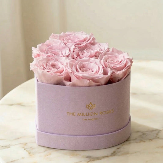 Scatola in camoscio rosa chiaro Baby Heart | Rose rosa chiaro