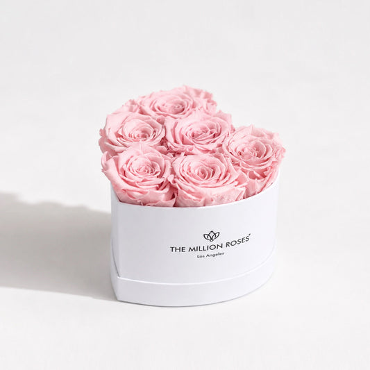 Scatola Bianca a Forma di Cuore per Bambini | Rose Rosa Chiaro