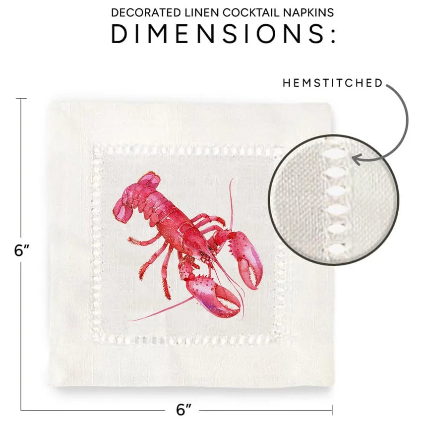 Hemstitch Napkins - Lobster (Set of 6)