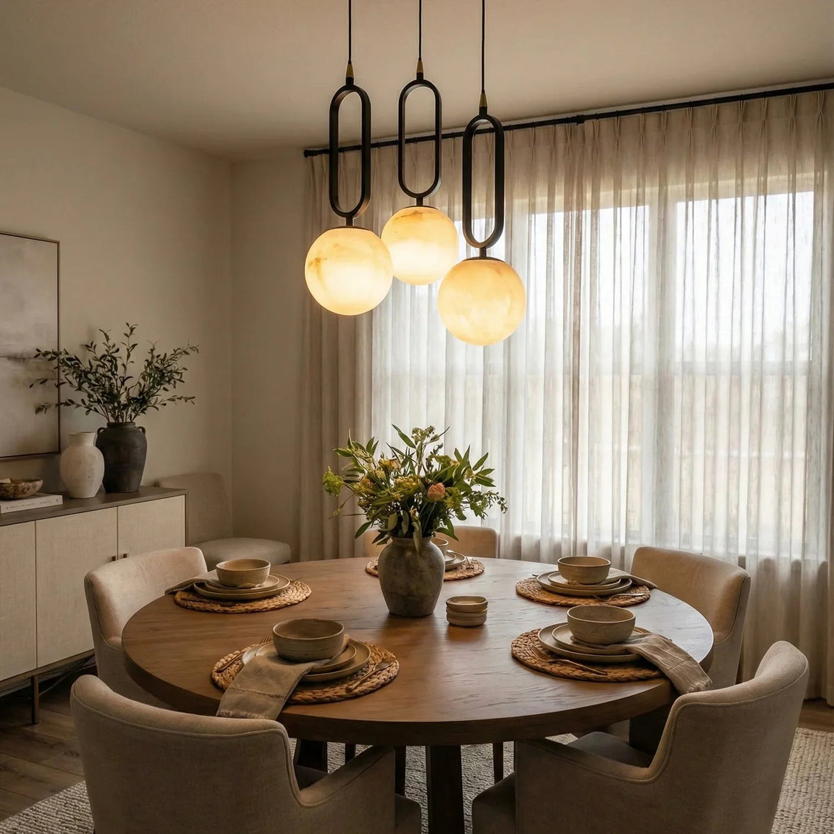Lampadario a sospensione ovale Ball in alabastro