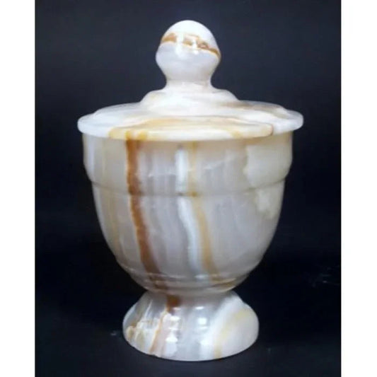 Bathroom Decor | White Onyx Cotton Swab Dispenser