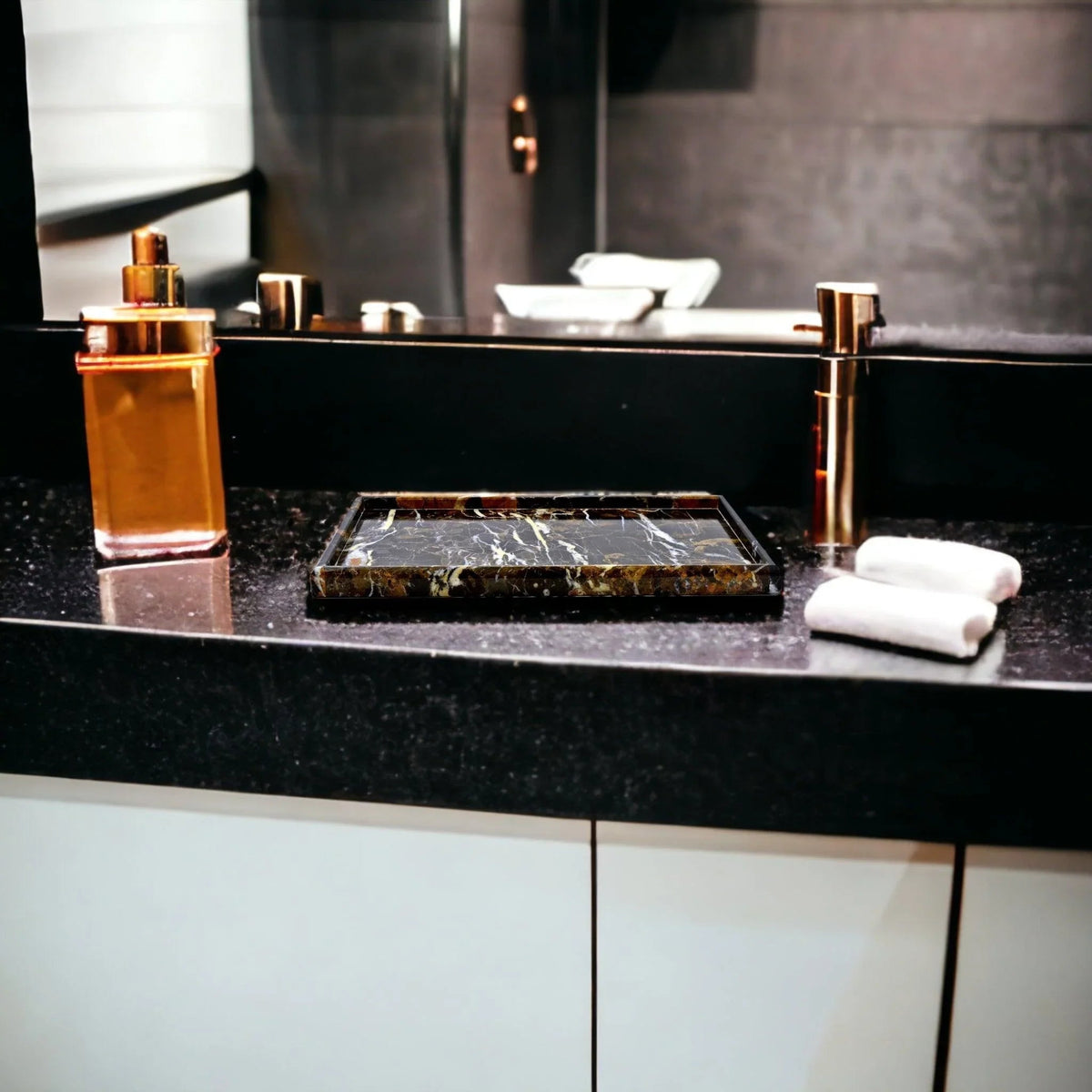 Bathroom Tray - Luxury Bathroom Vanity Tray of Michelangelo Marble
