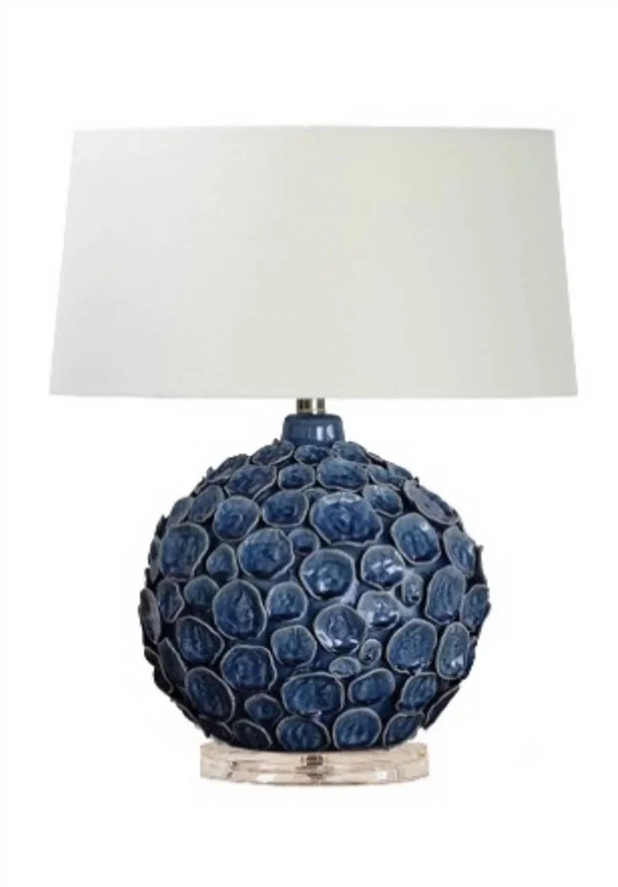 Handcrafted Luna Sea Anemone Ceramic Table Lamp with White Shade