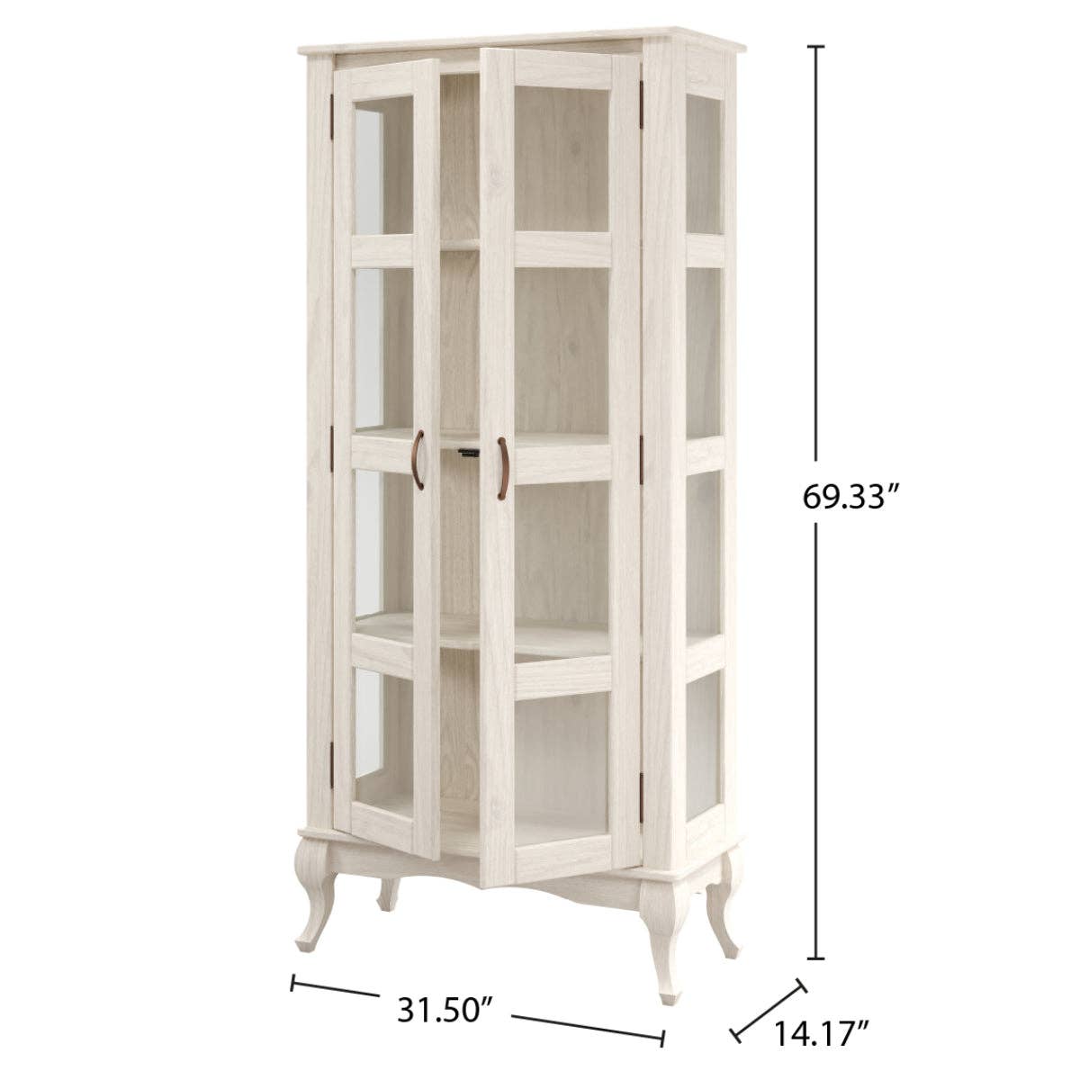 Pine Crafter Furniture Olive Range Solid Pine Wood Display Cabinet White