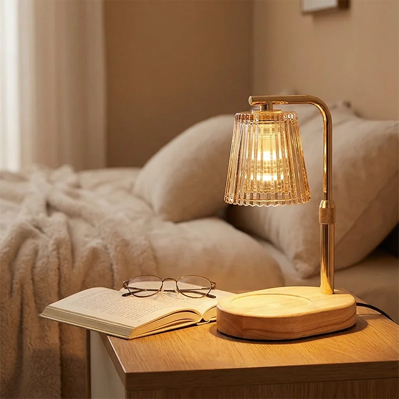 Dimmable Candle Warmer Desk Lamp with Timer | Glass Shade Melter Light