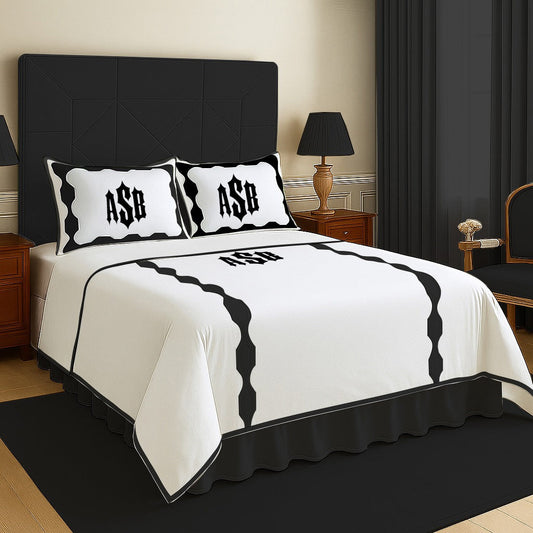 Monogram Hexagonal Applique Border Cotton Duvet Cover Set