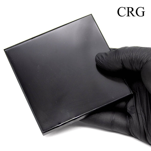 Black Obsidian Square Coasters (2 Pieces) 3"-5" AVG*