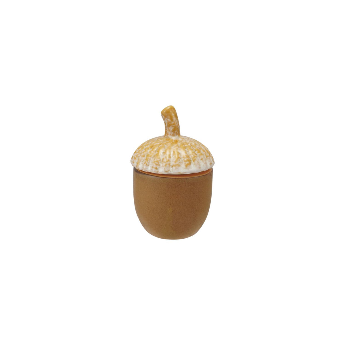 Brown & Tan Stoneware Acorn Jar with Lid