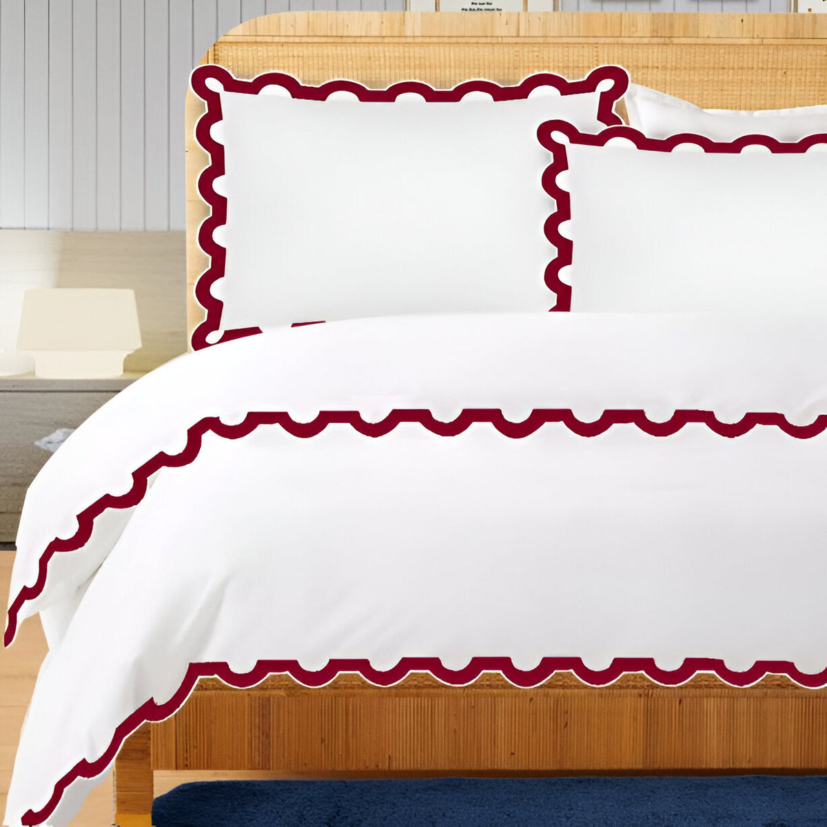 400TC U Shape Applique Embroidery Cotton Duvet Cover Set