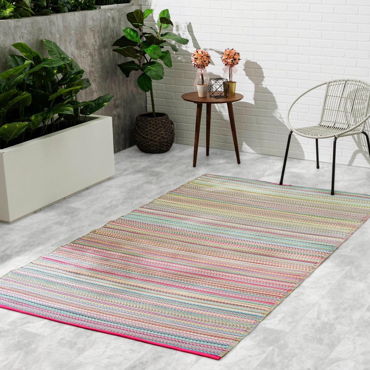 Cancun - Candy Striped Outdoor Rug for Patio
