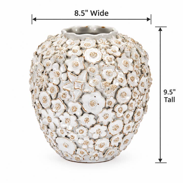 Bouquet De Fleurs White Ceramic Vase Medium