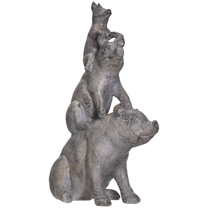 Stacked Farm House Pigs Figurine Pacific Trading 24.1 x 12.1 x 36.2 cm