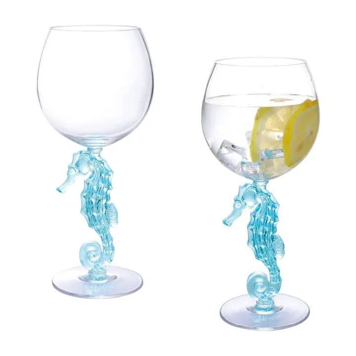 Coastal Seahorse 18 oz Shatterproof Acrylic Wine Glass
